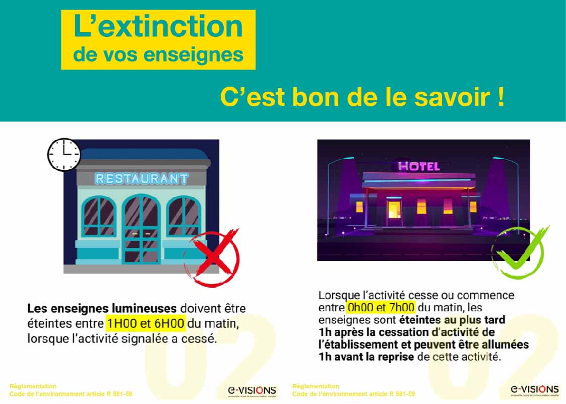 Extinction et clignotement des enseignes