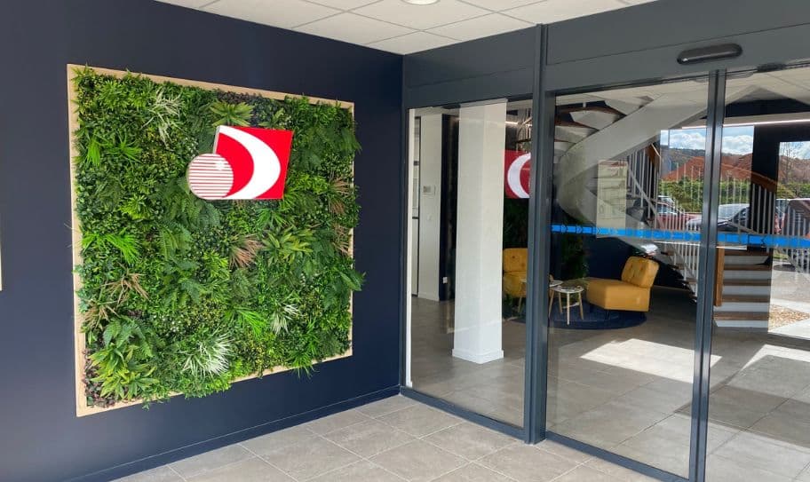 décoration murale végétale dans entrée de bureau